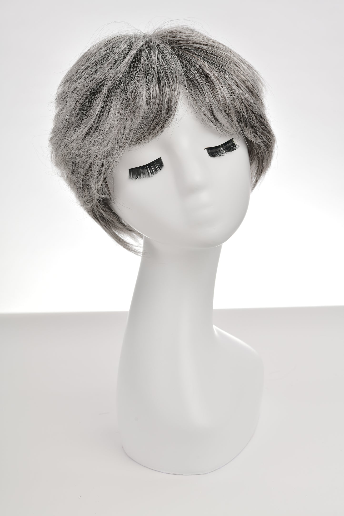 Human Hair Mix Wig Layered Gray Full Wig Natural Adult Stylish Wig Fully Hand-Planted Nature Show 12#