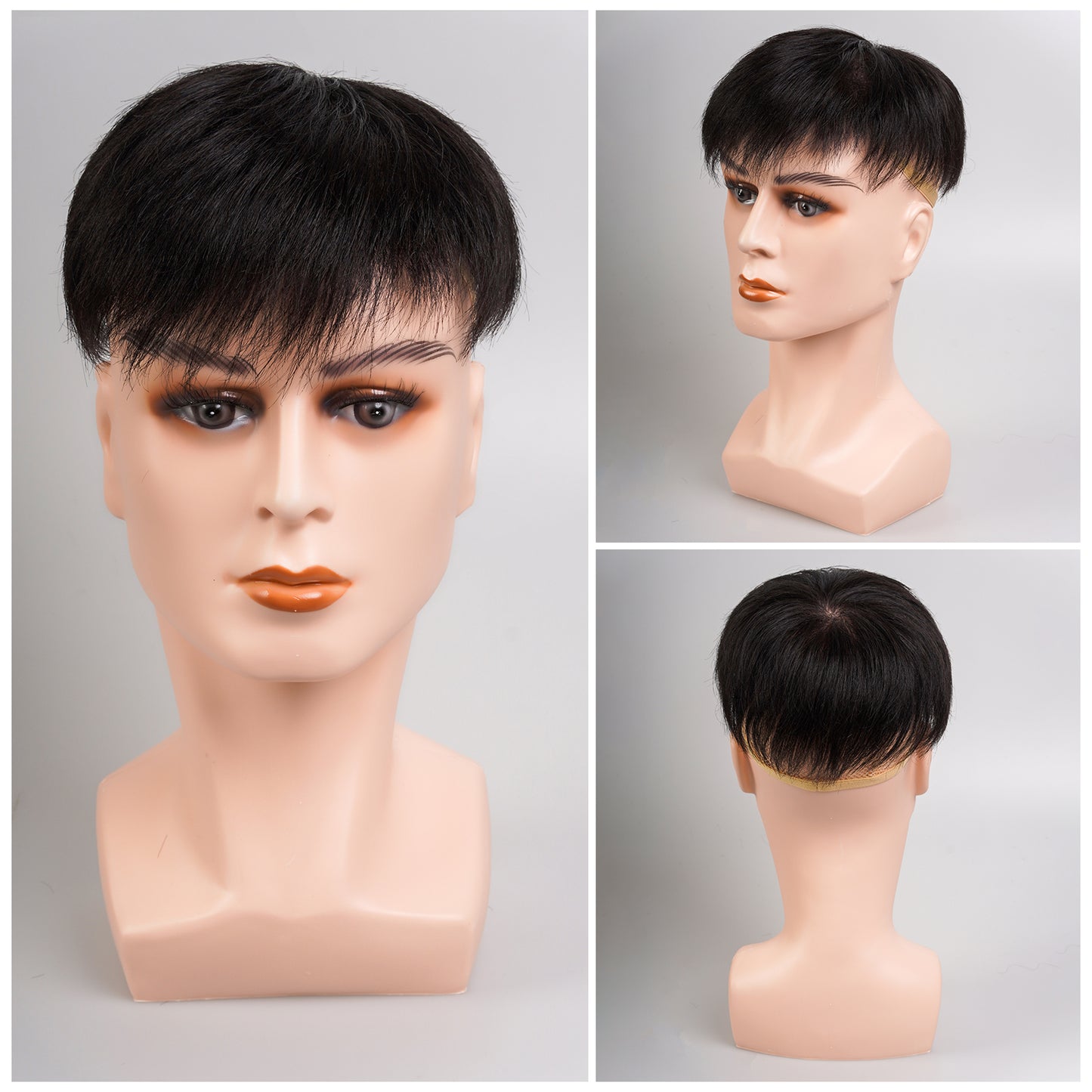 メンズ用 人毛ウィッグ 総手植え ヘアピース トップカバー 部分ウィッグ 男性用 紳士用 白髪カバー 薄毛 円型脱毛症 頭頂部 増毛