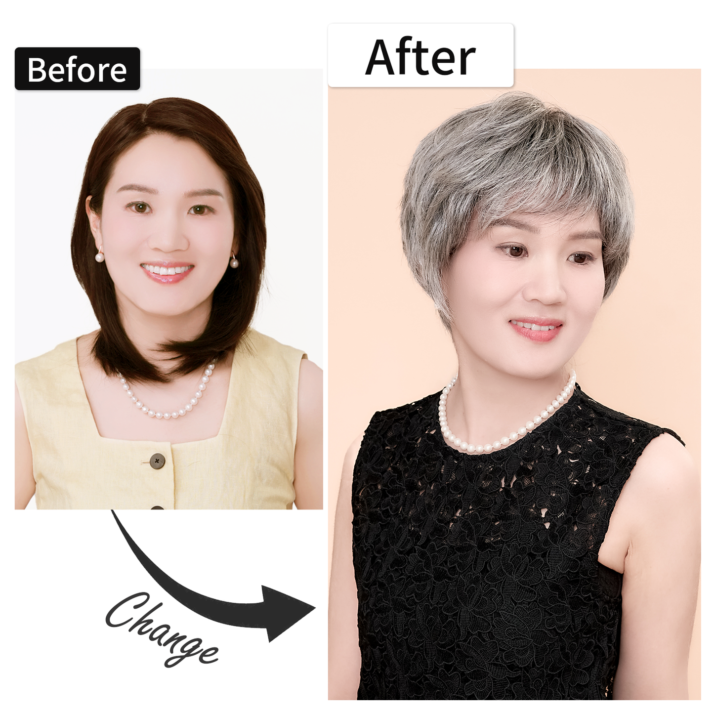 Human Hair Mix Wig Layered Gray Full Wig Natural Adult Stylish Wig Fully Hand-Planted Nature Show 12# 