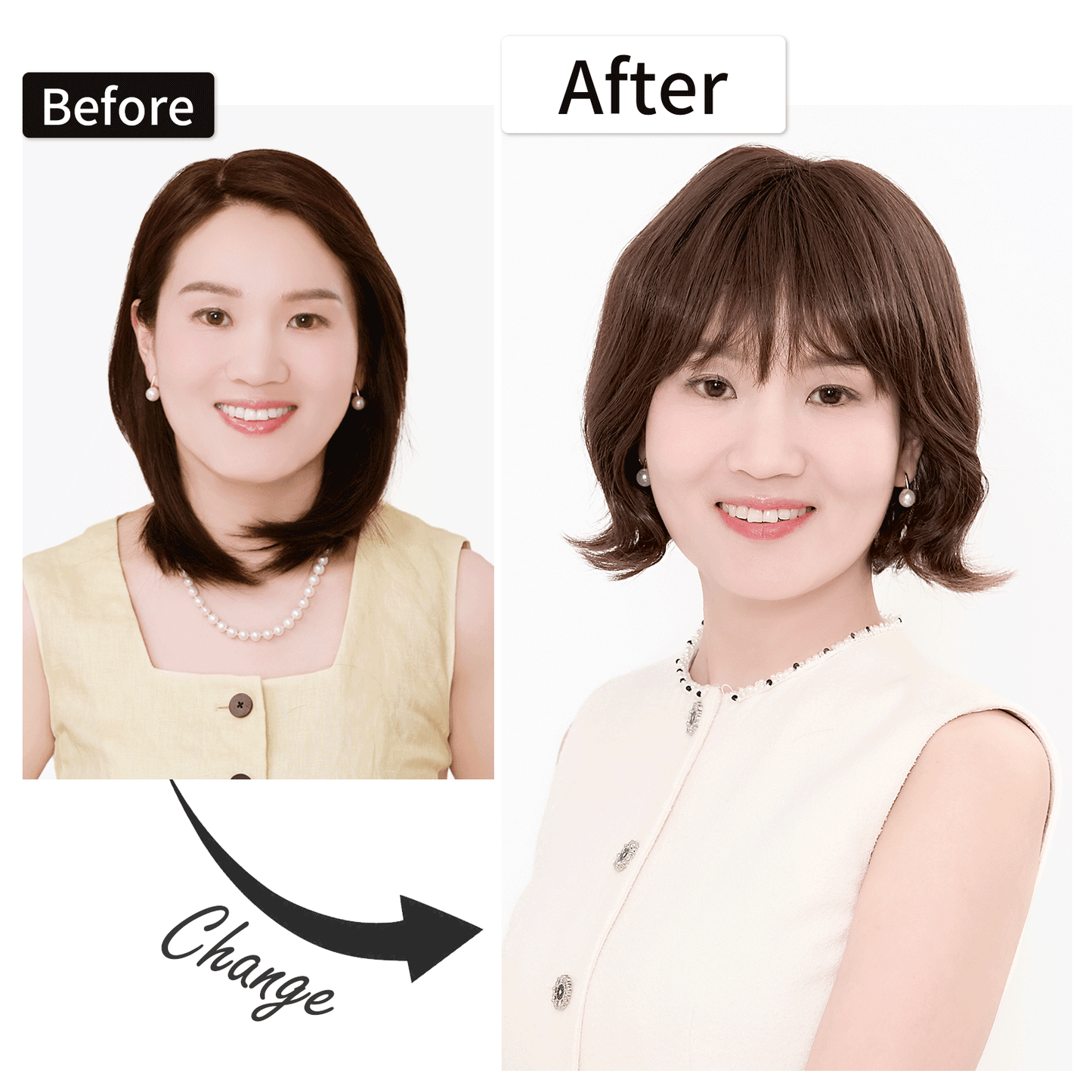 Human hair mix wig, medium length, full wig, natural, adult, cute, hand-planted, Nature Show 06# 