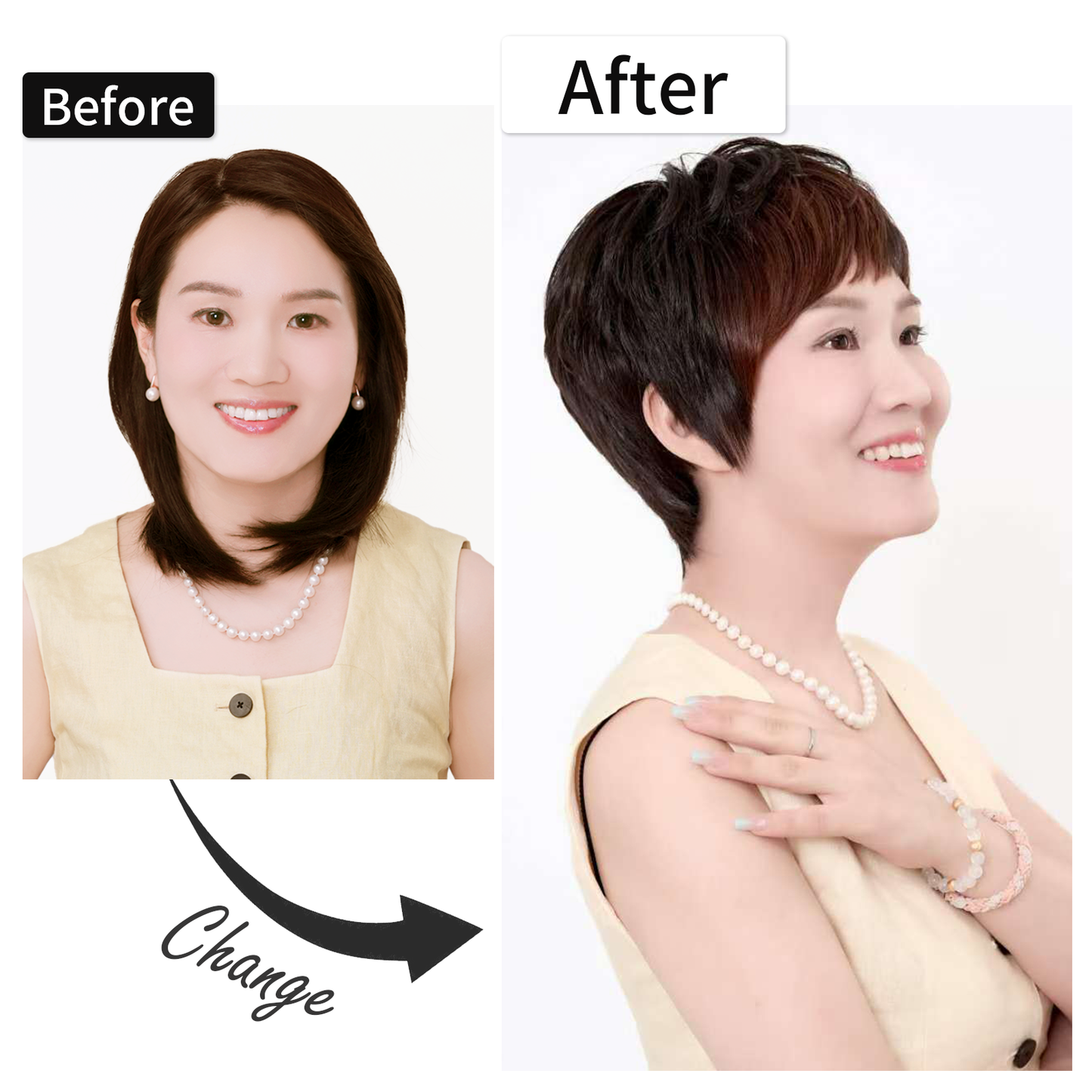 Human hair mix wig, point color, full wig, natural, short, hand-planted, Nature Show 02# 